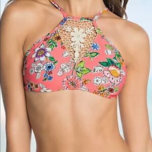 NWOT Vera Bradley Crochet High Neck Bikini‎ Top Med